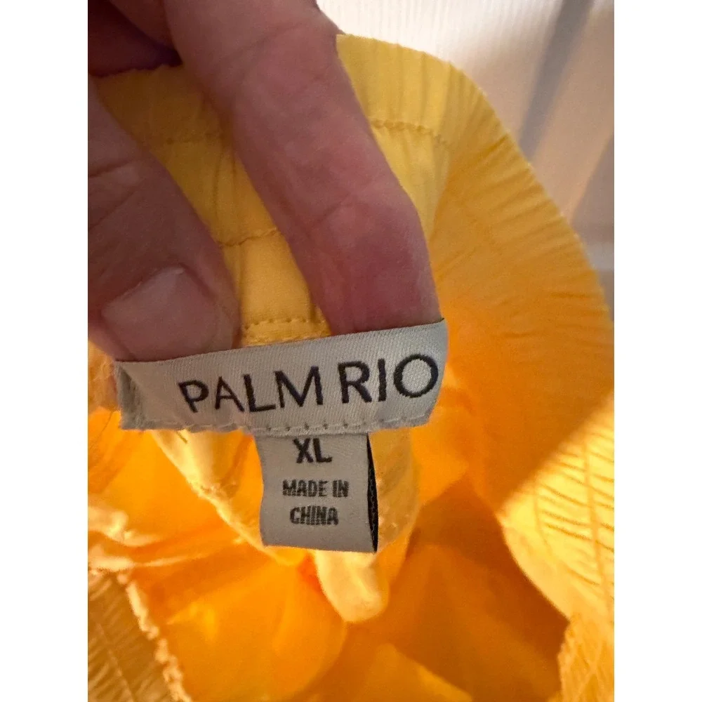 Palm Rio Womens Yellow Cropped Drawstring Elastic Waist Utility Pants NWT